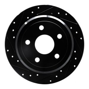 Jeep Wrangler Brake Rotor (1) - Rear Left - R1 Concepts - Drilled & Slotted - Black - `07-`18